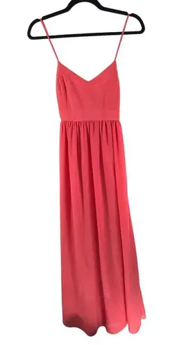Badgley Mischka Belle Formal Dress Maxi Crossover Straps Salmon Pink 10