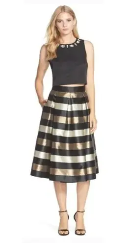 Eliza J mettalic stripe jacquard Embellished faille Rhinestone top & skirt set 6