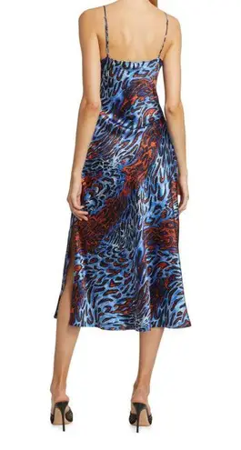 Jonathan Simkhai Standard Eliza leopard print cutout satin midi slip dress large