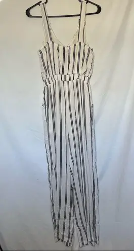 Rosie Harlow NWT striped wide leg jumpsuit sleeveless white black small