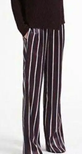 Joseph 100% Silk Pyjama Pants Wide Leg College Stripe Trousers Size 40