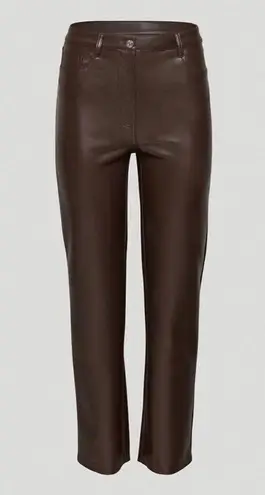 Wilfred NEW Aritzia  Melina Vegan Leather Crop Pants Rich Mocha Brown