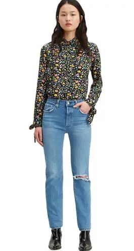 Levi's  Original 501 Straight Leg Button Fly Distressed High Rise Waist Size 27