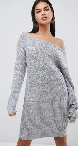 Missguided Off Shoulder Knitted Sweater Dress