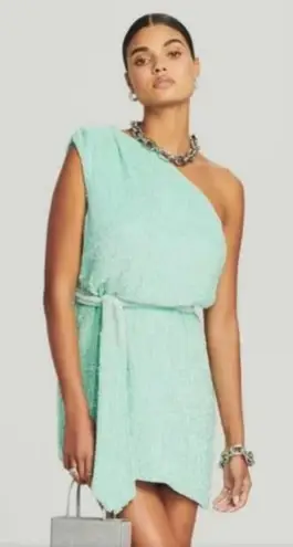 Retrofete Ella Sequin Dress in Blue/Green Size XS One Shoulder NWT Blue