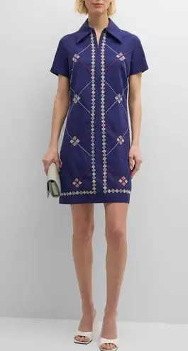 Frances Valentine Mabel Beaded Zip Front Mini Dress Navymulti 3X Blue