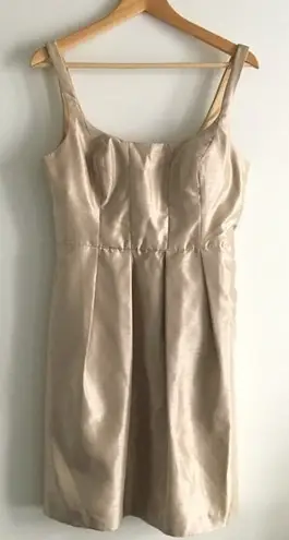 Jenny Yoo Collection Pleated Metallic Sheath Dress Lined Pockets Womens …