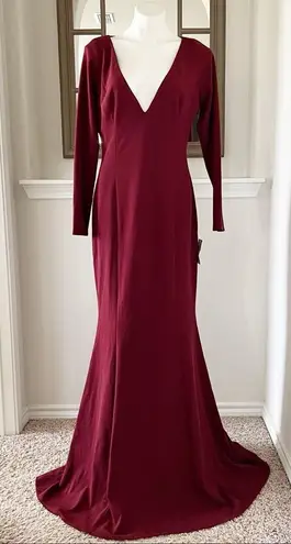Katie May Back Cut Out Trumpet Gown Cleo Plunging Maxi Dress Size 16 NWT $450