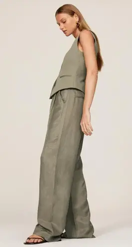 ANINE BING Carrie Pleated Wide Leg Linen High Waist Trouser Pants Size XS