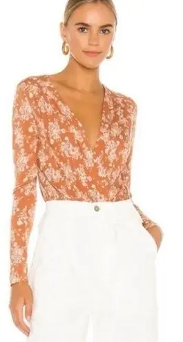 Free People Intimately  Brown Floral Bodysuit‎ Women Size S