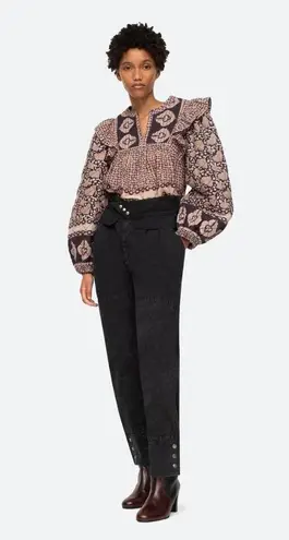 💕SEA NEW YORK💕 Margo Quilted Top ~ 100% Cotton Purple Border Print Large NWOT