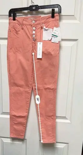 Ella Moss NWT Women's Size 24 Jean Mid Straight Ankle Light Coral Button Fly CPZ