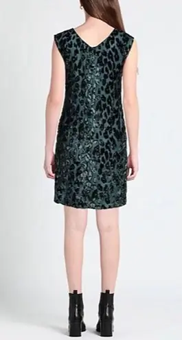 Emporio Armani  NWT Green Velvet Animal Print Knee Length Dress Size IT 40/US 4