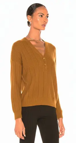 NWT 27 MILES MALIBU Fernanda Boxy Pullover in Honey Cashmere Henley Sweater XS Orange - Image 1