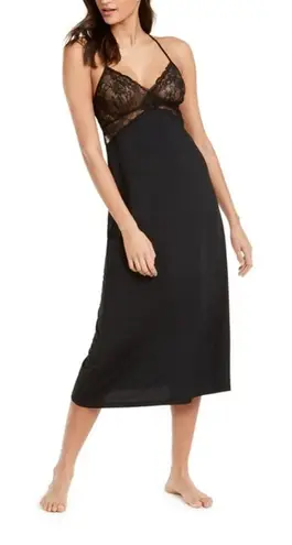 I.n.c. International Concepts Lace Long Nightgown slip dress BLACK SIZE XXL