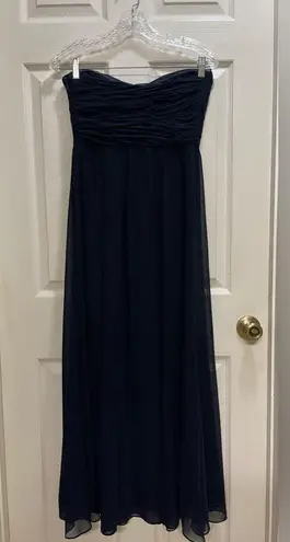 Ralph Lauren Evening Strapless Dress Navy Blue Size 4P Flowy Formal