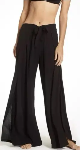 Becca Swim Cover Pants Black Gauzy Wide Leg Slits Beach Coverup Beach Size S