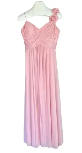 Camille La Vie flowered one shoulder gown