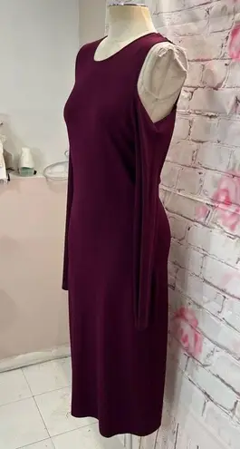 Eliza J Women's Cold Shoulder Midi Sweater Burgundy Dress Size L