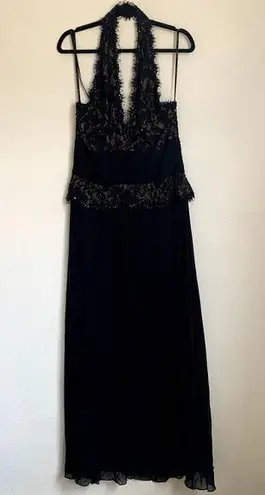 Tadashi Shoji Vintage Tadashi Collection Y2K Sequin Halter Gown in Black