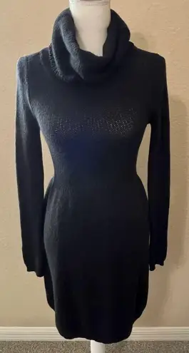 Vince  Wool Blend Turtleneck Sweater Dress, Black