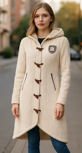 Bergans of Norway 1928 Bergfrue Lady Coat XS Wool Blend Hooded Toggle Front