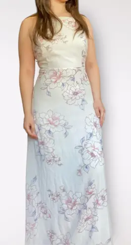 Lulus Blooms For You Pale Blush Floral Print Maxi Dress Size S Boho Spring White