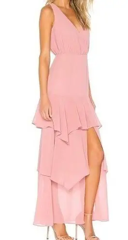 Majorelle  Gustav Dress Maxi Tiered Ruffle in Mauve Pink XS