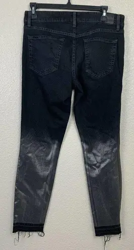 Level 99 Amber Black Distressed Ankle Jean Metallic Dip Dye Raw Hem Size 27