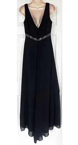 Michaelangelo empire waist sleeveless formal black maxi dress backless flawless