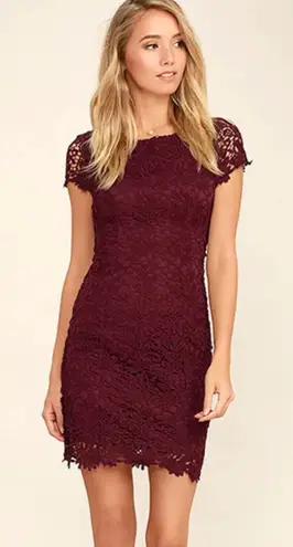 NWT Lulu’s Size XL Lace Detailed Backless Mini Dress Burgundy Formal Wedding Red