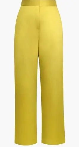 Micas Yellow Basic Satin High Waisted Straight Leg Trousers