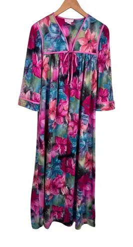 Vintage Sears Carriage Court Zip Robe Housedress Womens S 8/10 Pink Floral