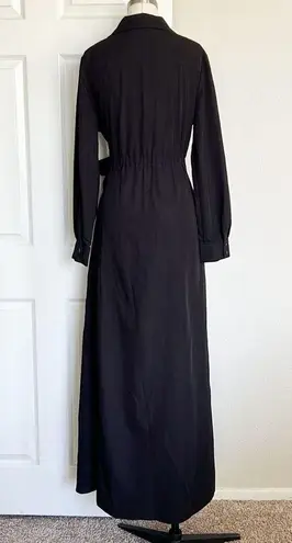 NWT LBLC The Label Amara Tie Front Collared Dress Black Size M