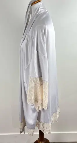 Flora Nikrooz Satin & Lace Trim Robe - XL White Bridal Loungewear