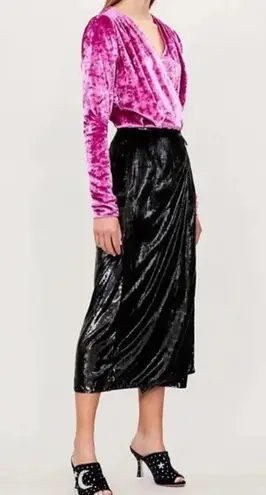 The Attico Velvet Wrap Dress Black Pink Size X