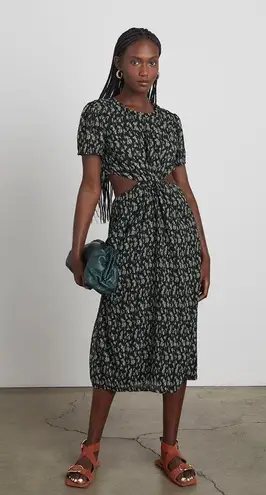 Who What Wear  Drew Plissé Cutout Twist Midi Dress, Disty Floral Size XS NWT $178