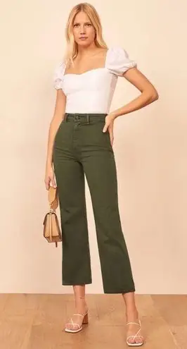 Reformation  Marine Jean Trouser Pant Cropped Ankle Army Green Size 29