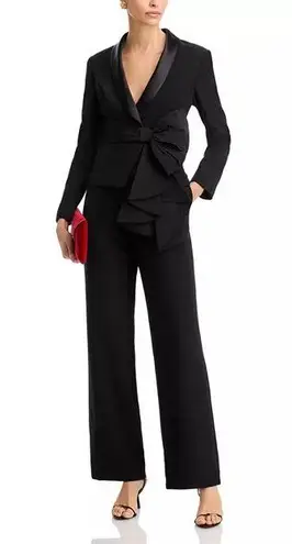 Aidan Mattox by Adrianna Papell Bow Trim Jumpsuit In Black Size 8
