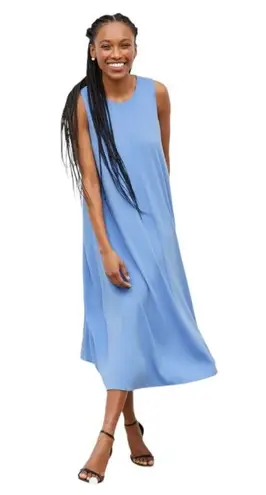 MM.LaFleur The Fatima Midi Dress Sleeveless Belted Shift Blue XL Classic Chic