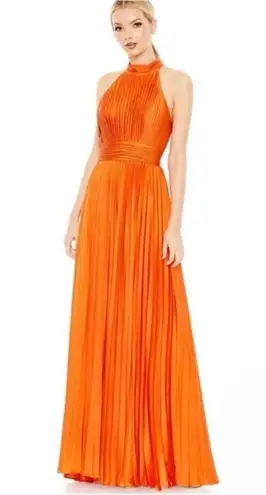 Mac Duggal 26992 Pleated Sleeveless Halter Gown in Spring Green Size 10 Sunset