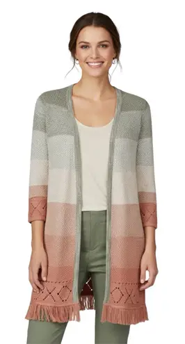 Natural Reflections Multi Color Striped Long Cardigan Size Large