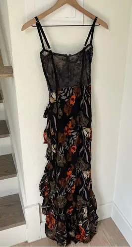 Katie May Revolve Take a Sip Midi Dress in Black 70's Floral