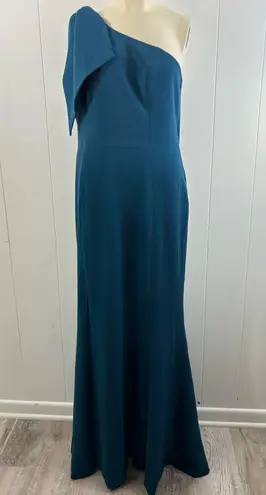 Dress the Population NEW! Georgina One-Shoulder Maxi Dress in Peacock blue XXL