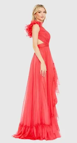 Mac Duggal NWT Ruffled One Shoulder Asymmetrical Gown in Cherry Size 12
