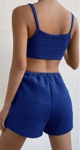 SheIn Royal Blue Quilted Cropped Cami and Shorts Set Women’s Size M