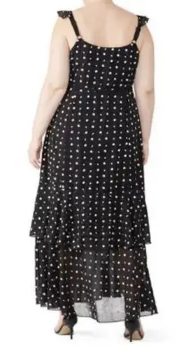Hutch Georgia Black Embroidered Floral Dot Wrap Maxi Dress Size 0X