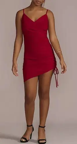 David's Bridal  Morgan & Co Red Spaghetti Strap Mini Dress Bodycon Size 0