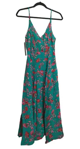 Yumi Kim Anthro Vienna Silk Floral Print A-Line Dress Dandelion Emerald 4 New