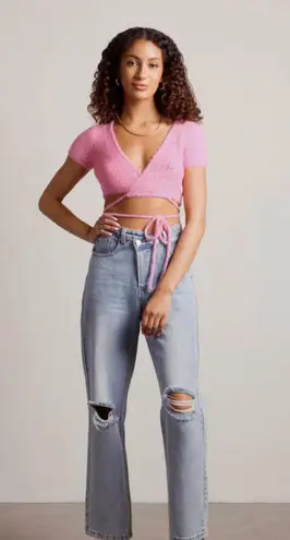 Tobi Boutique Pink Fuzzy Wrap Crop Top 